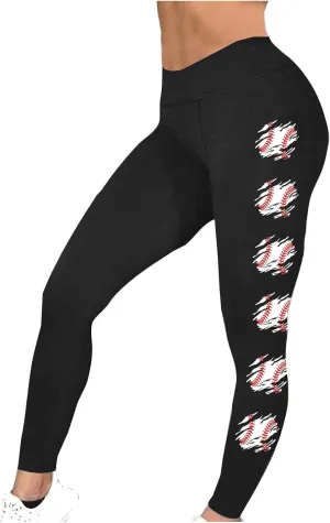 Sinzelimin Baseball Leggings for Womens 2025 Fashion Tights Trouser Yoga Legging Stretch Slim Fit Sport Pant Jogger Sweatpant
