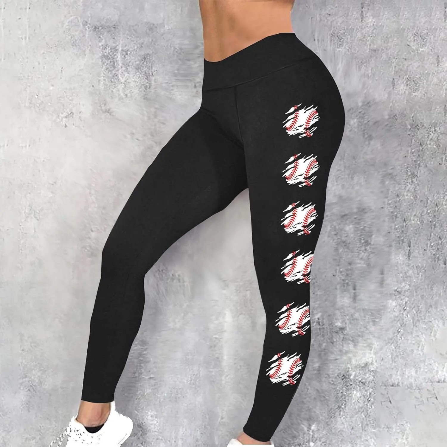Sinzelimin Baseball Leggings for Womens 2025 Fashion Tights Trouser Yoga Legging Stretch Slim Fit Sport Pant Jogger Sweatpant