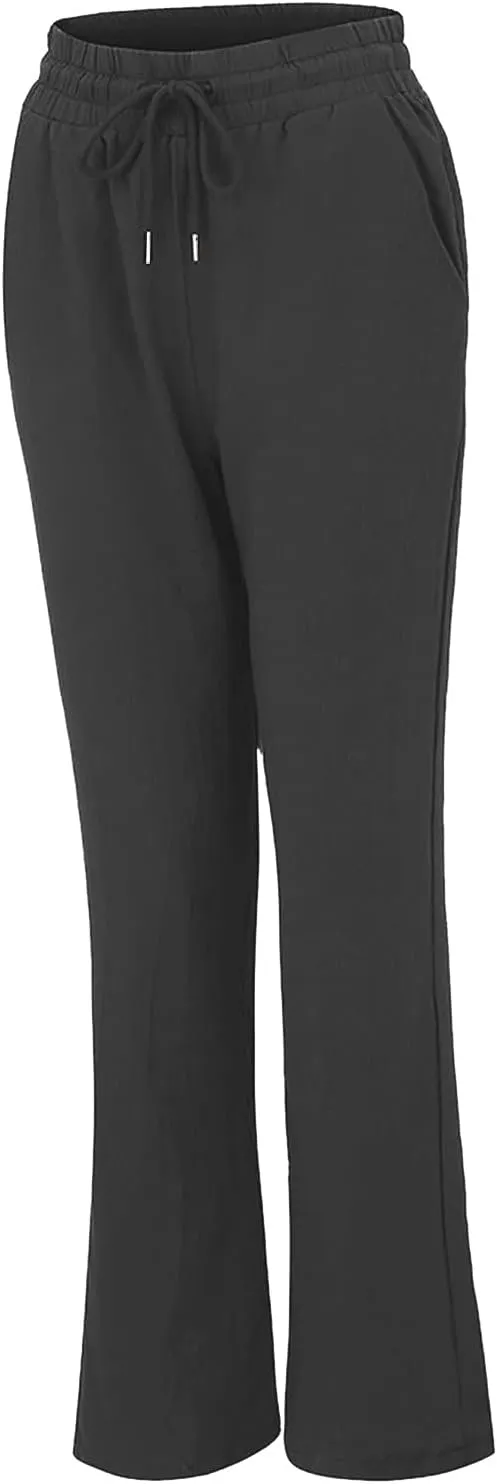 SMIDOW Sweatpants Women 2023 Casual Loose Drawstring Elastic High Waist Comfy Trousers Straight Leg Long Lounge Pant
