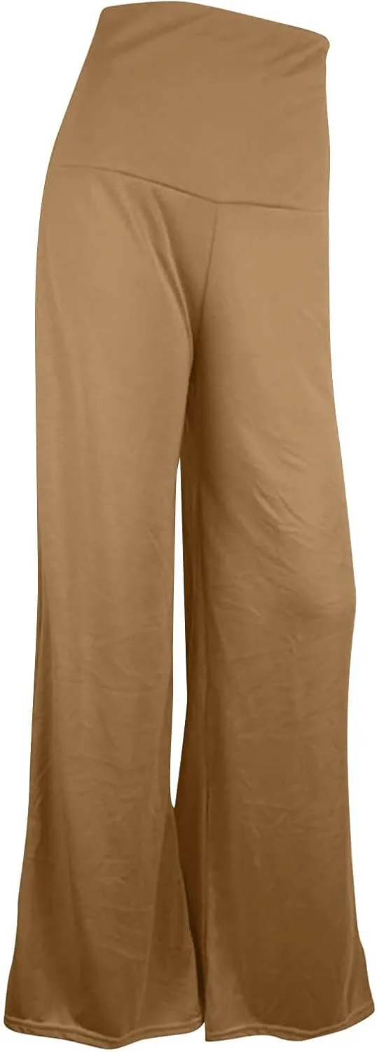 SMIDOW Womens Flare Yoga Pants High Waist Plus Size Tummy Control Wide Leg Flowy Pant Trousers Casual Loose Comfy Gym Pants
