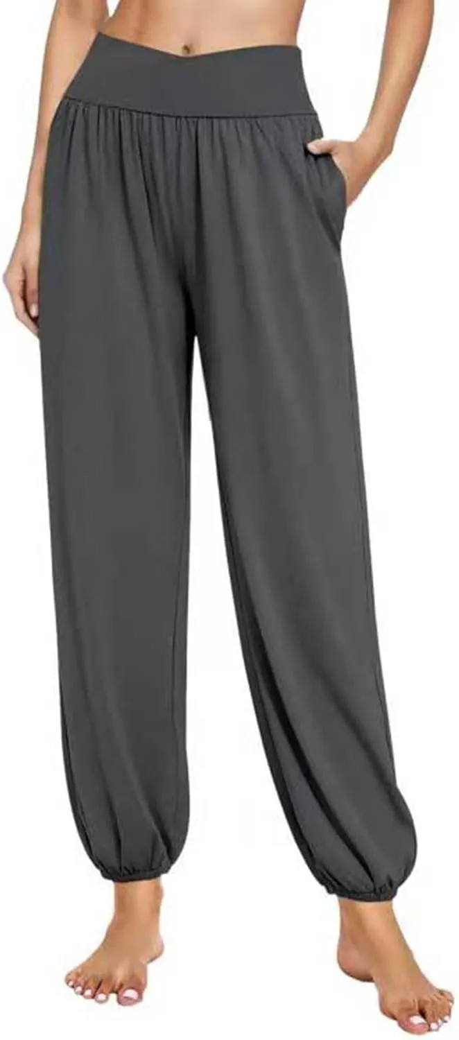 SMIDOW Women's Harem Pants Casual Loose Solid High Waist Yoga Pants Workout Running Joggers Sweatpants Comfy Lounge Trousers