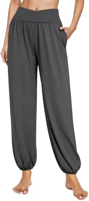 SMIDOW Women's Harem Pants Casual Loose Solid High Waist Yoga Pants Workout Running Joggers Sweatpants Comfy Lounge Trousers