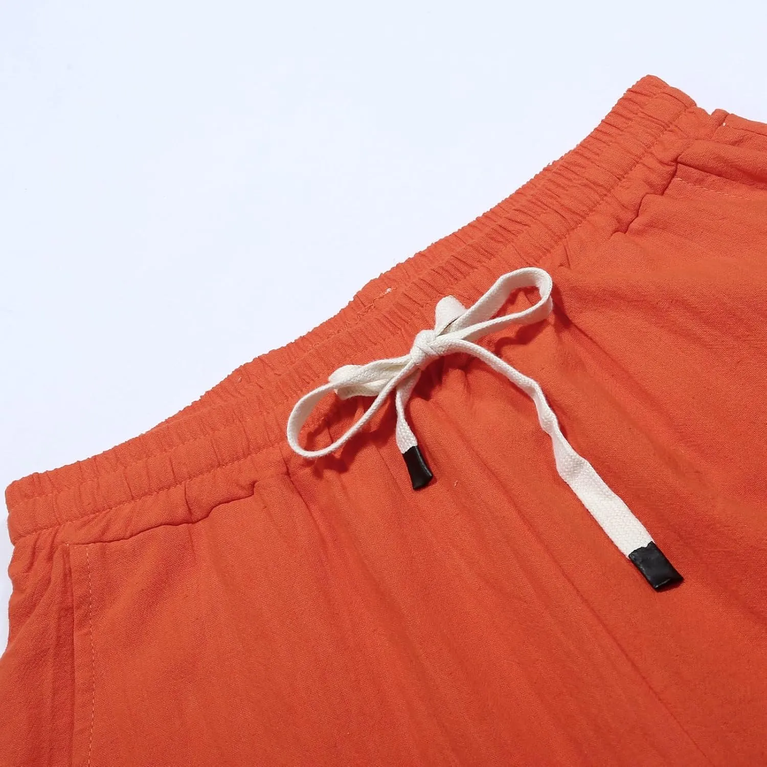 Summer Pants for Women 2025 Trendy Summer Vacation Side Button Elastic Waist Baggy Straight Leg Trousers with Pockets