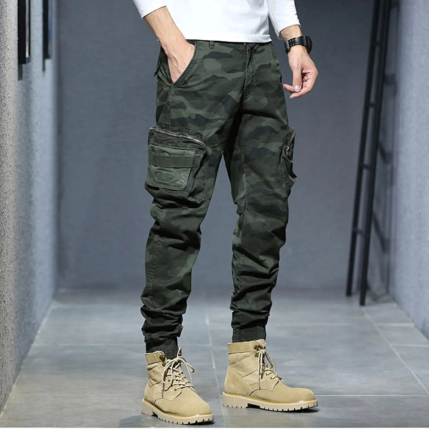 Sweatpant for Men with Pockets Cargo Pocket Fleece Sweatpants Men's Casual Cargo Sweatpants with Pockets Long Openleg