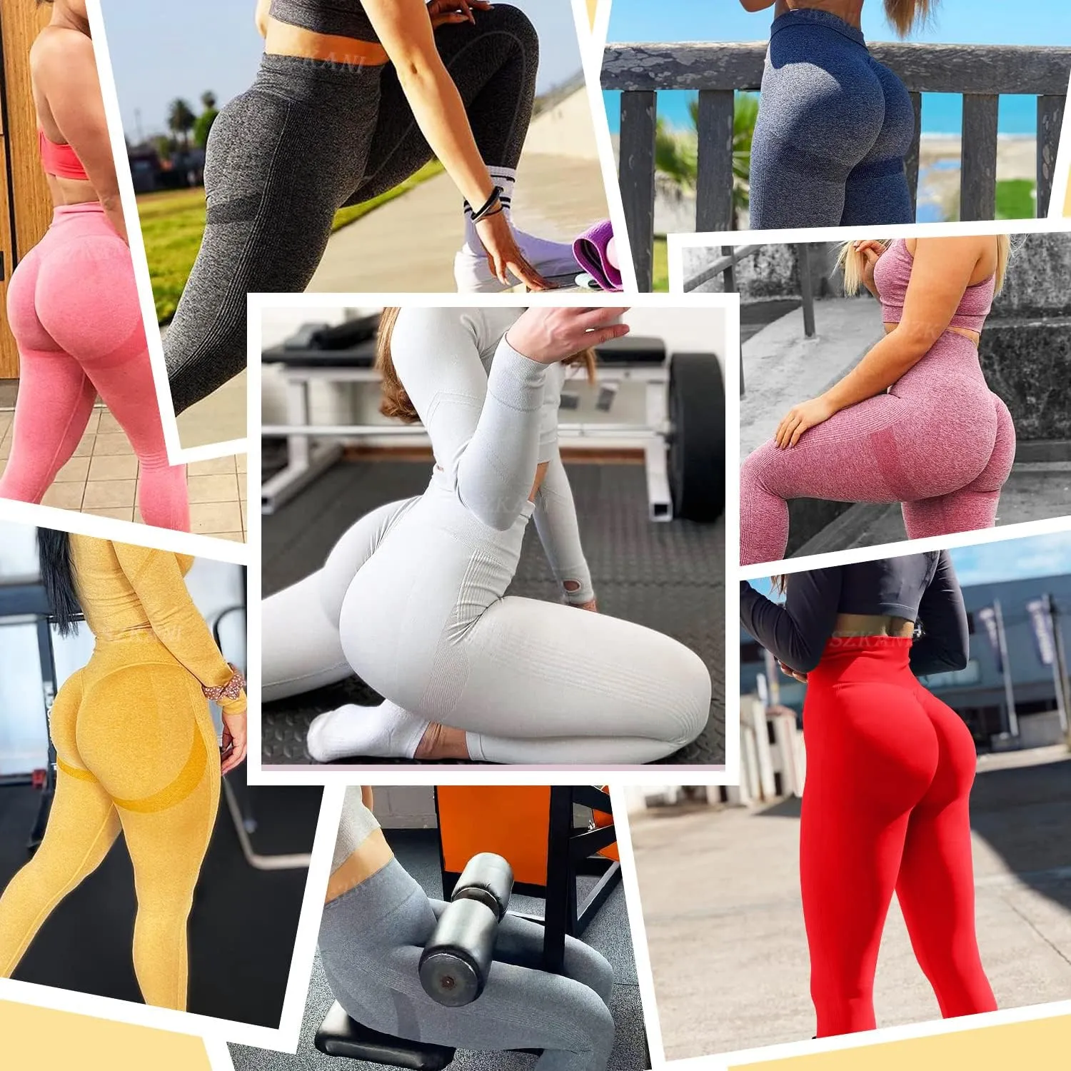 SZKANI Butt Lifting Leggings for Women Booty High Waisted Workout Yoga Pants Scrunch Butt Gym Seamless Booty Tight