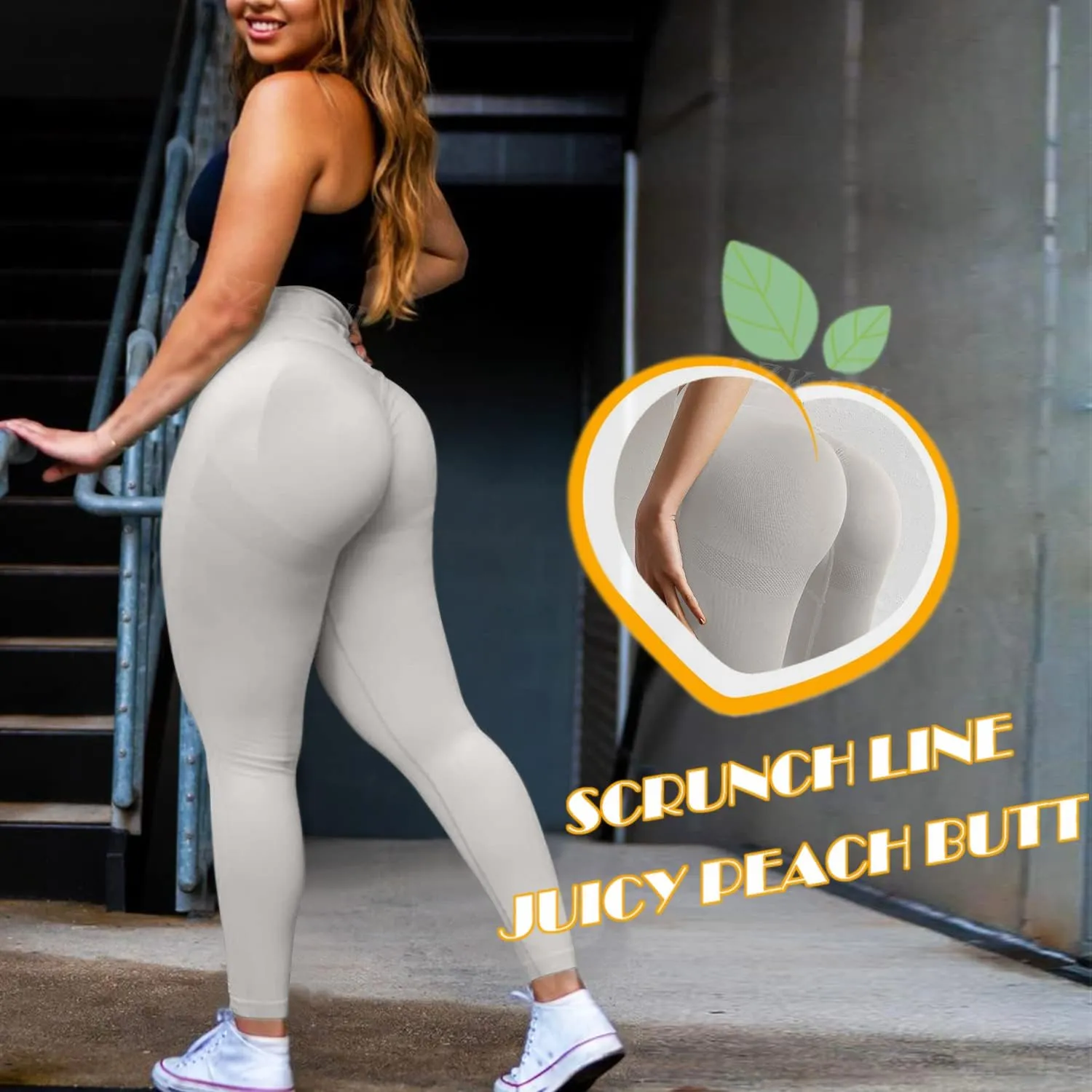 SZKANI Butt Lifting Leggings for Women Booty High Waisted Workout Yoga Pants Scrunch Butt Gym Seamless Booty Tight