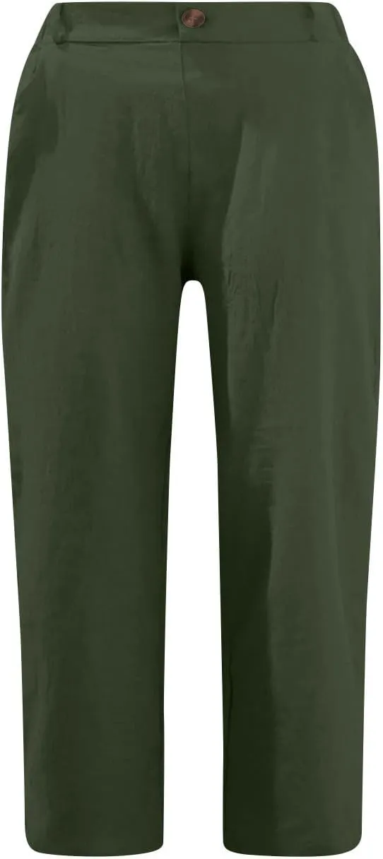 TANGNADE Womens Capri Pants Summer Casual Trendy Elastic Waist Cropped Trouser Fashion Comfy Beach Clothes Pants
