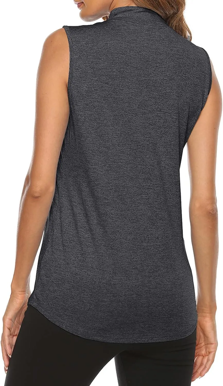 Tanst Sky Women's Sleeveless Golf Polo Shirts Quarter Zip Workout Tank Top Moisture Wicking Clothes