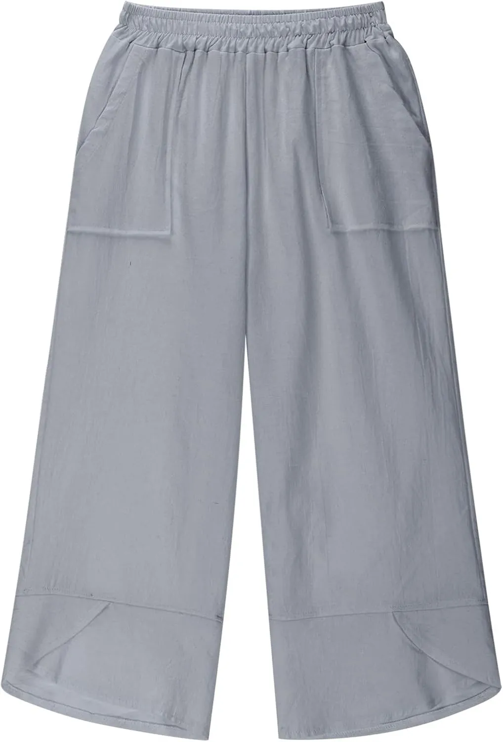 Teen Girls Palazzo Pants 2025 Summer Casual Cotton Linen Trousers Lightweight Elastic Waist Preppy Solid Loose Pant