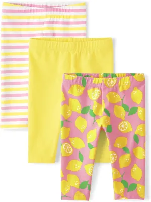 The Children's Place baby girls Daisy Print Knit Capri Leggings
