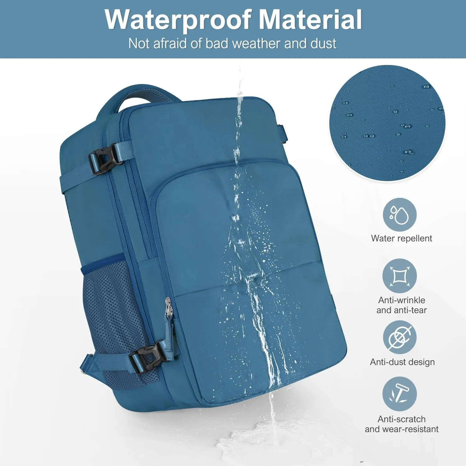Travel Backpack, Carry on Flight Approved Backpack with Multi-Pockets, TSA Waterproof 17.3inch Laptop Backpack, Personal Item Travel Bag for Men Women, Deep Blue