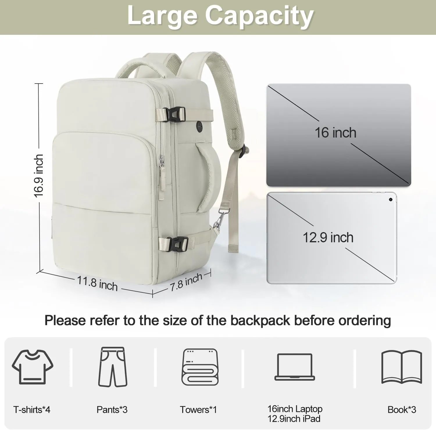 Travel Backpack for Women, Carry On Backpack Flight Approved, Personal Item Travel Bag with USB Charging Port, Casual Daypack College Bag Suitcase Backpack for Weekend, Fit 16 Inch Laptop