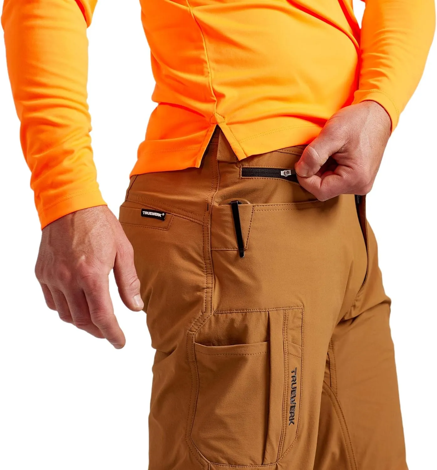TRUEWERK Mens Work Pants - T1 WerkPants Relaxed Fit, Lightweight, Moisture Wicking, Tactical Cargo Pants with 4-Way Stretch