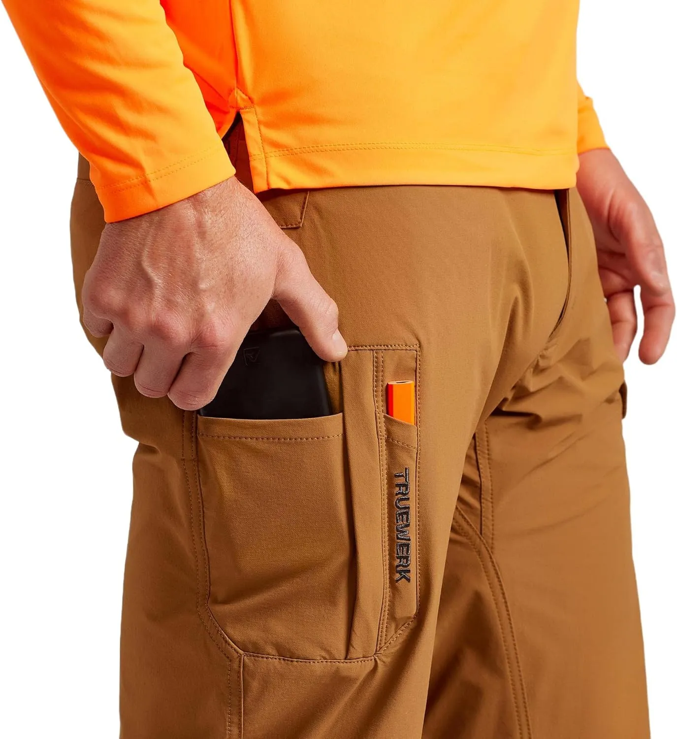 TRUEWERK Mens Work Pants - T1 WerkPants Relaxed Fit, Lightweight, Moisture Wicking, Tactical Cargo Pants with 4-Way Stretch