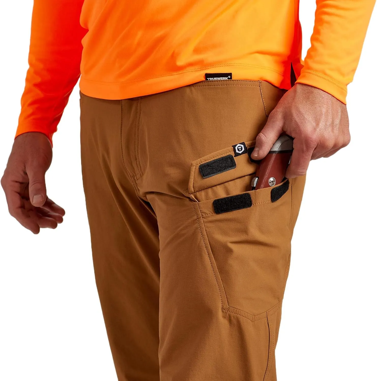 TRUEWERK Mens Work Pants - T1 WerkPants Relaxed Fit, Lightweight, Moisture Wicking, Tactical Cargo Pants with 4-Way Stretch