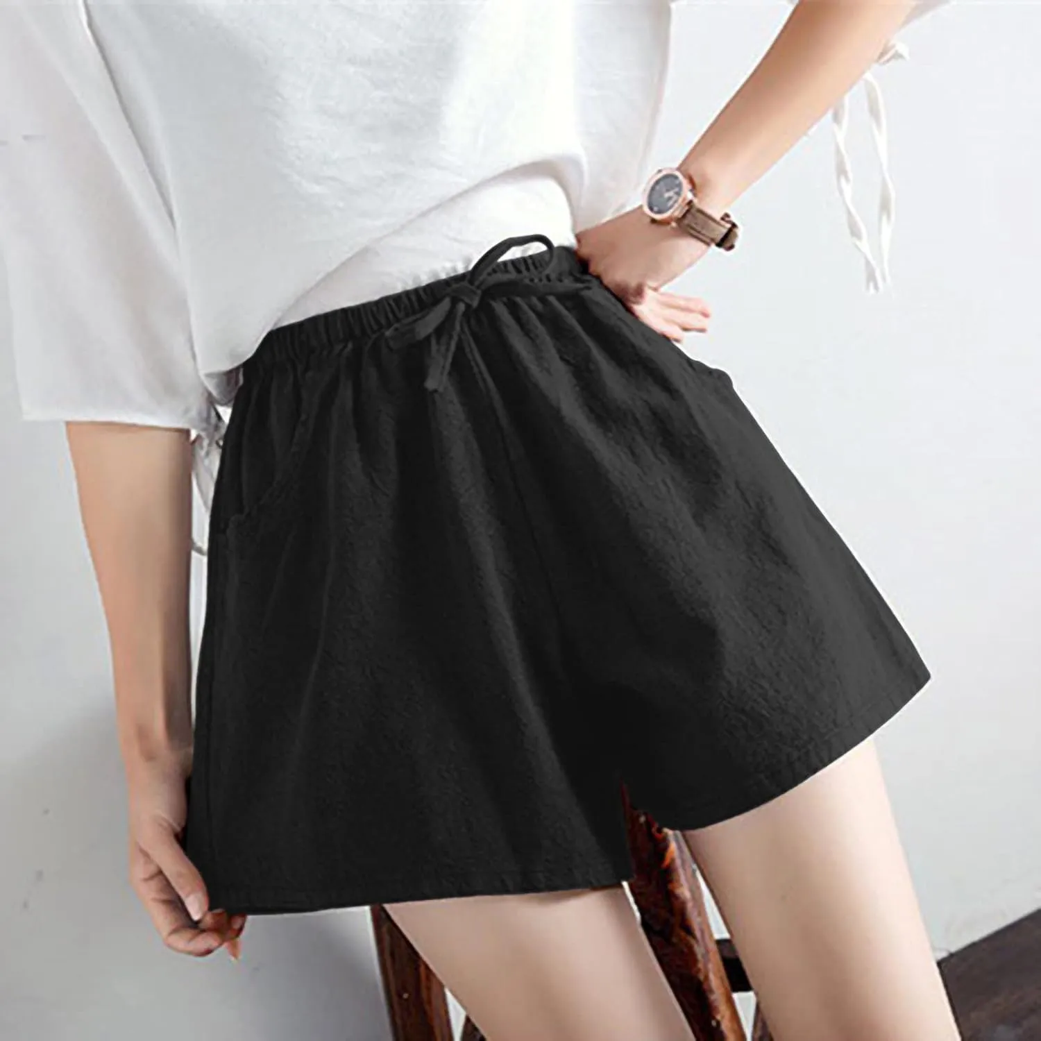 tuduoms Linen Bootcut Lounge Pants for Summer Business Casual Comfy Loose Work Trousers Women High Waist Wide Leg Yoga Pants