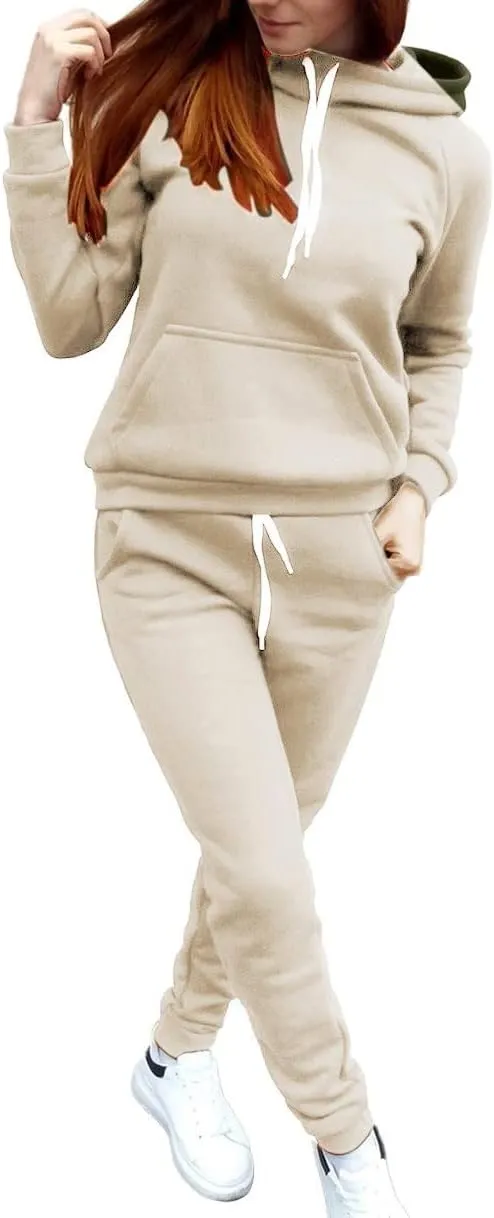 Two Piece Sets for Women Long Sleeve Crewneck Elastic Waist Pants Pullover Tops and Long Pants Outfits
