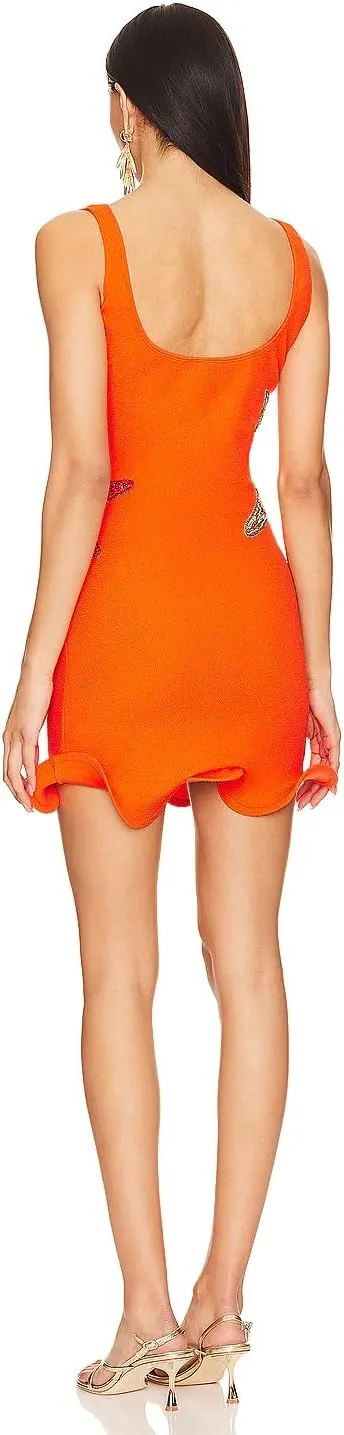 UAURORAO Women Starfish Mini Dress Sleeveless Sequin Star Fish Bodycon Knit Dress Sexy Glitter Party Beach Sundress