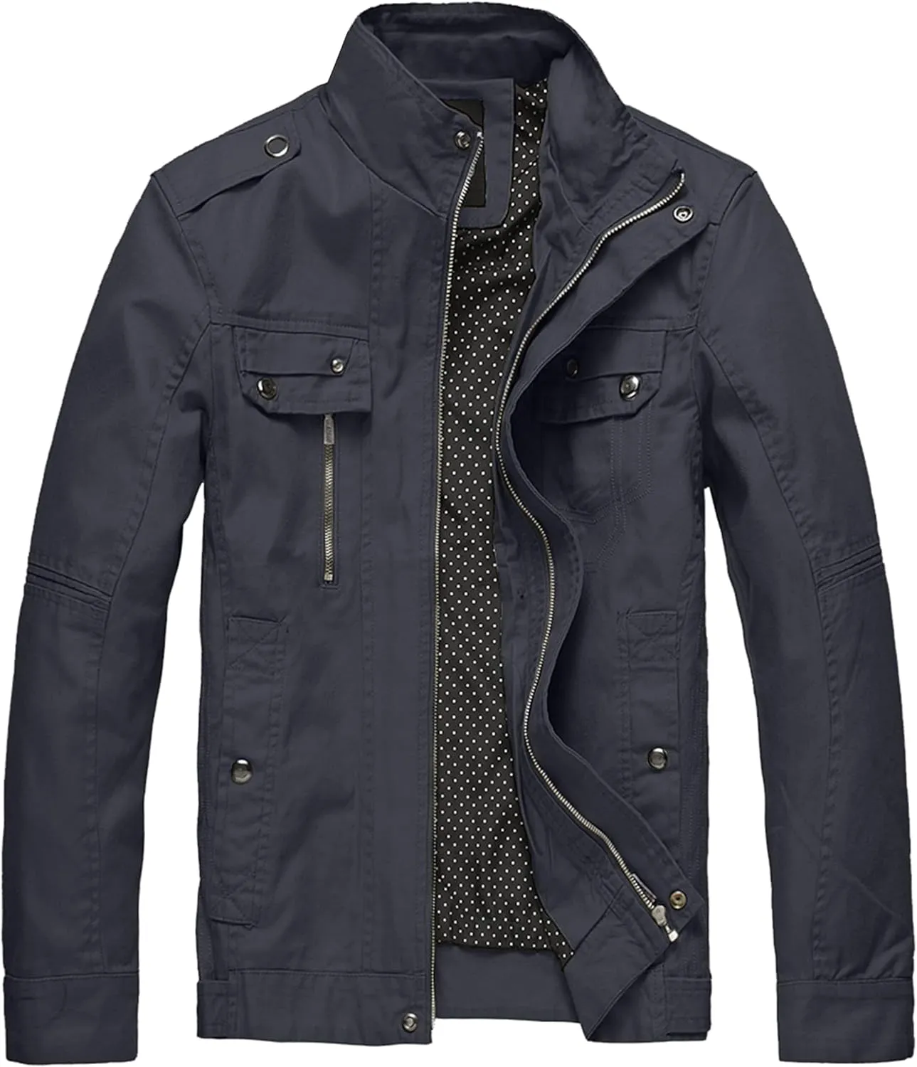 wantdo Men's Cotton Lightweight Jacket Military Jacket Casual Field Coat Windbreaker