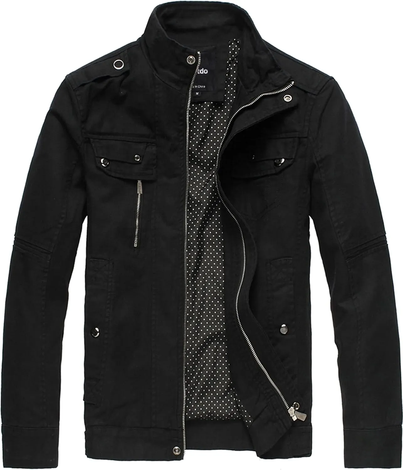wantdo Men's Cotton Lightweight Jacket Military Jacket Casual Field Coat Windbreaker