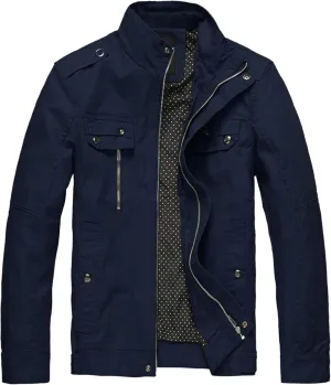 wantdo Men's Cotton Lightweight Jacket Military Jacket Casual Field Coat Windbreaker