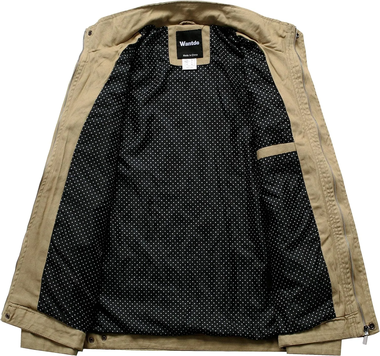 wantdo Men's Cotton Lightweight Jacket Military Jacket Casual Field Coat Windbreaker