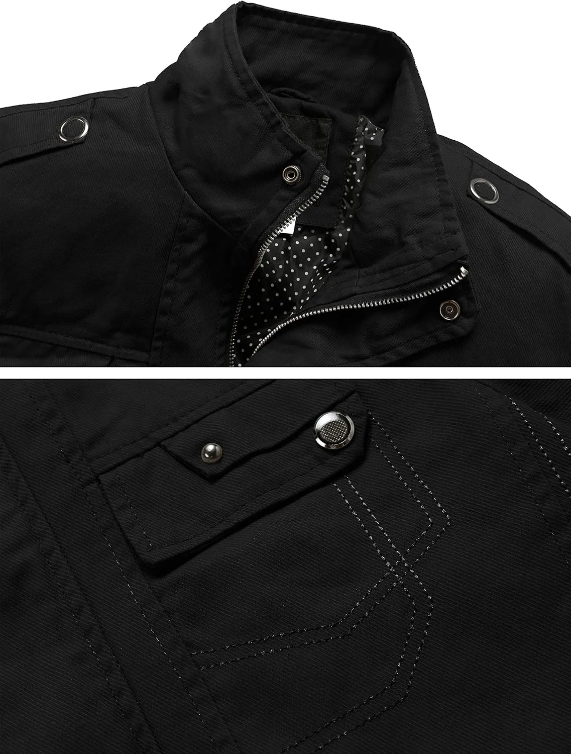 wantdo Men's Cotton Lightweight Jacket Military Jacket Casual Field Coat Windbreaker