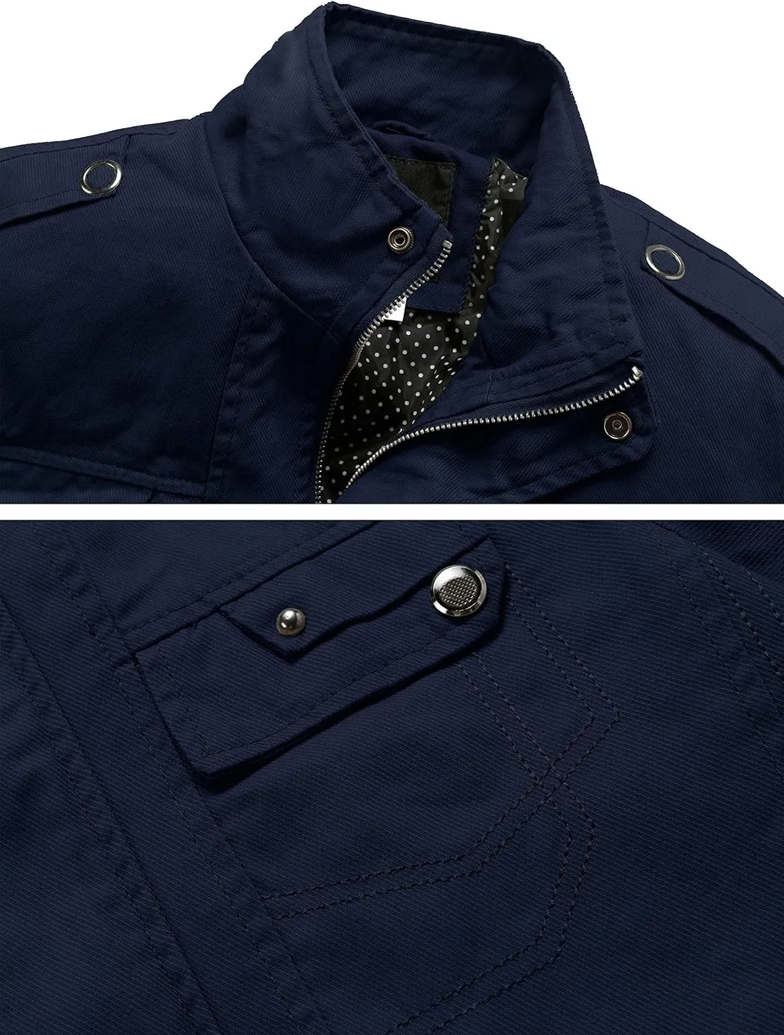 wantdo Men's Cotton Lightweight Jacket Military Jacket Casual Field Coat Windbreaker