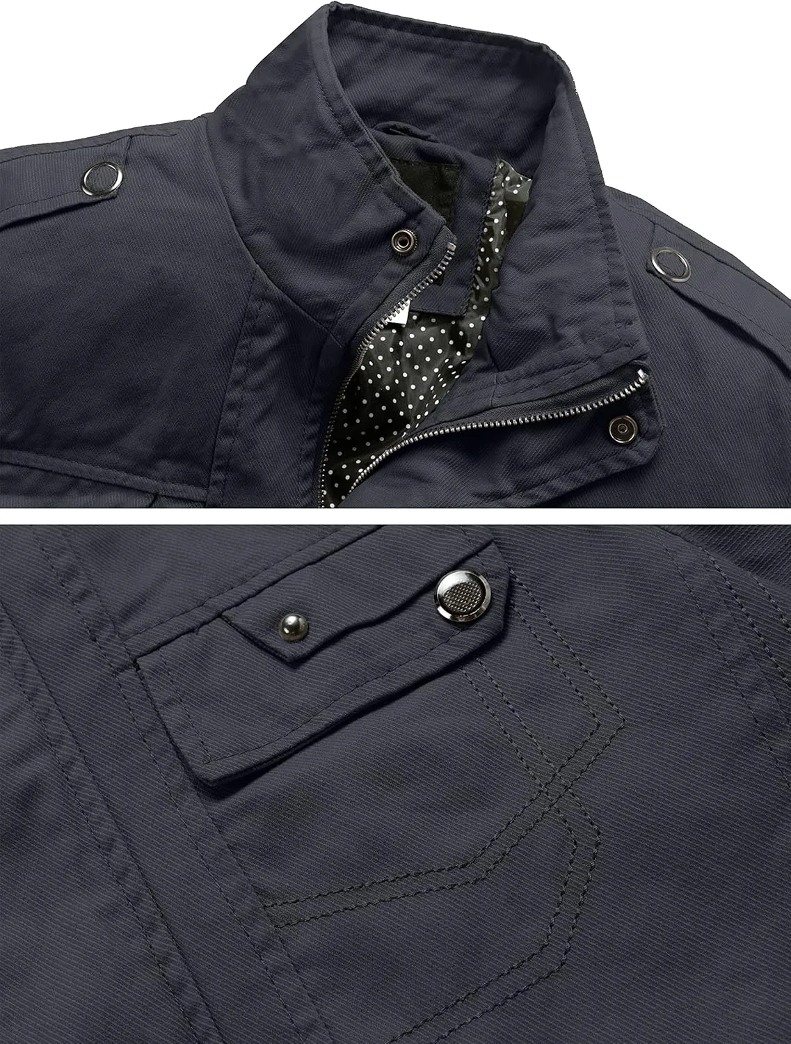 wantdo Men's Cotton Lightweight Jacket Military Jacket Casual Field Coat Windbreaker
