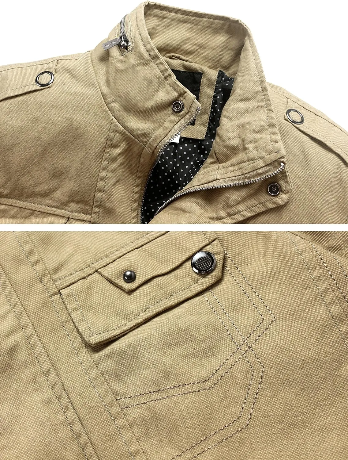 wantdo Men's Cotton Lightweight Jacket Military Jacket Casual Field Coat Windbreaker