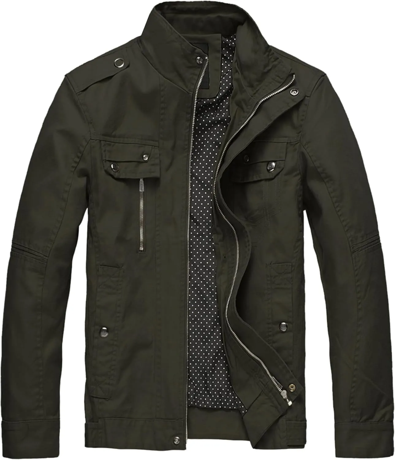 wantdo Men's Cotton Lightweight Jacket Military Jacket Casual Field Coat Windbreaker