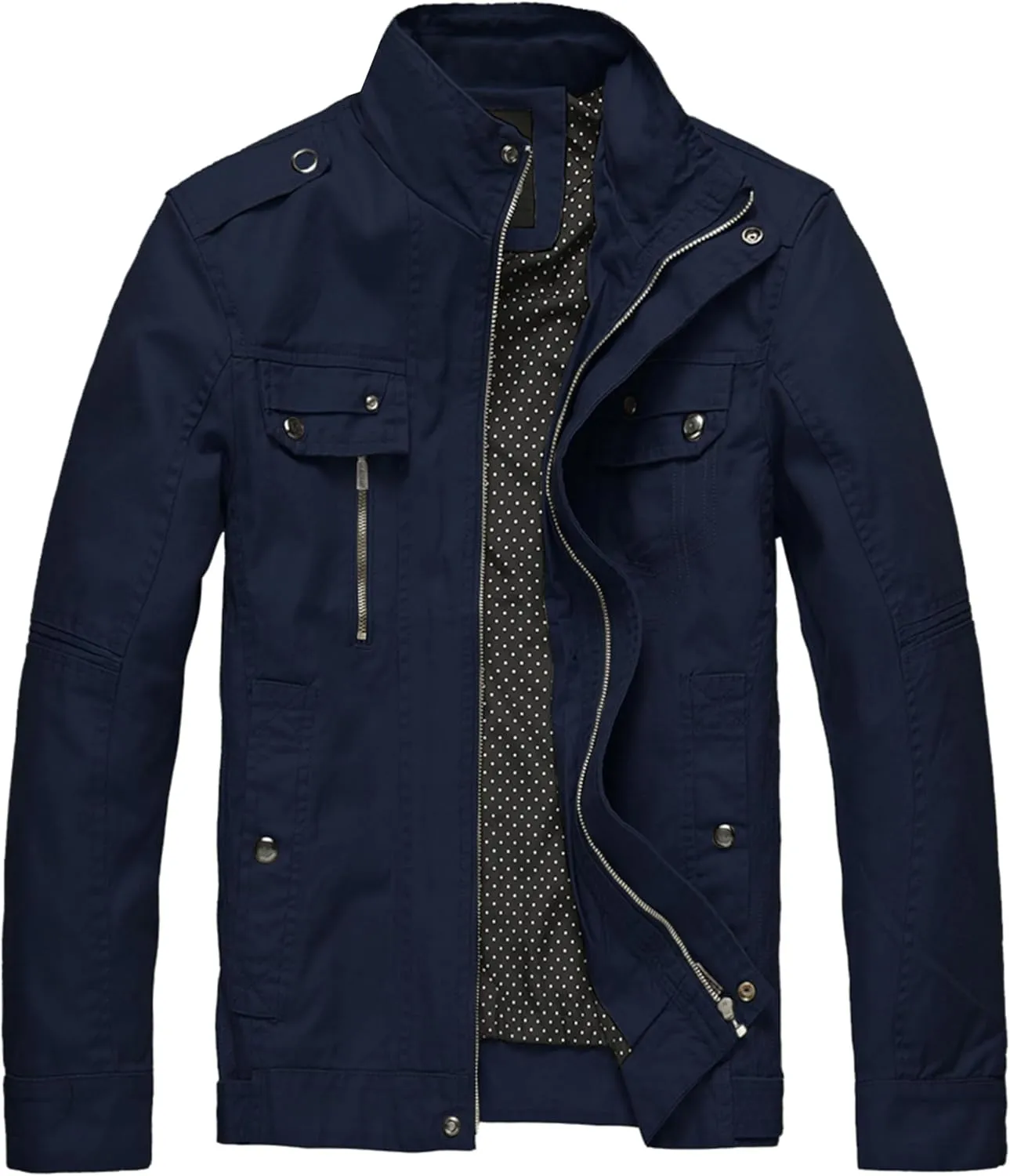 wantdo Men's Cotton Lightweight Jacket Military Jacket Casual Field Coat Windbreaker