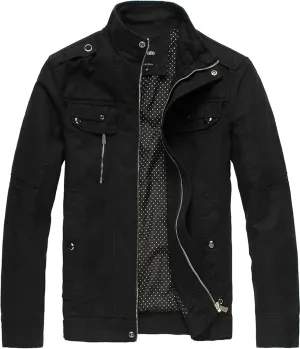 wantdo Men's Cotton Lightweight Jacket Military Jacket Casual Field Coat Windbreaker