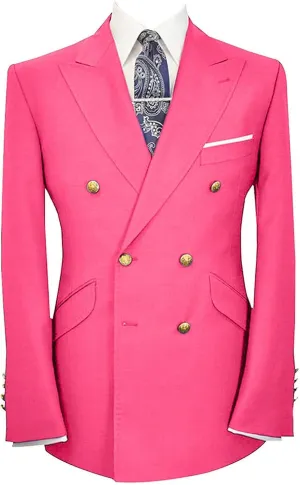 Wemaliyzd Men's Sport Coat Classic Fit Peak Lapel Double Breasted Suit Blazer