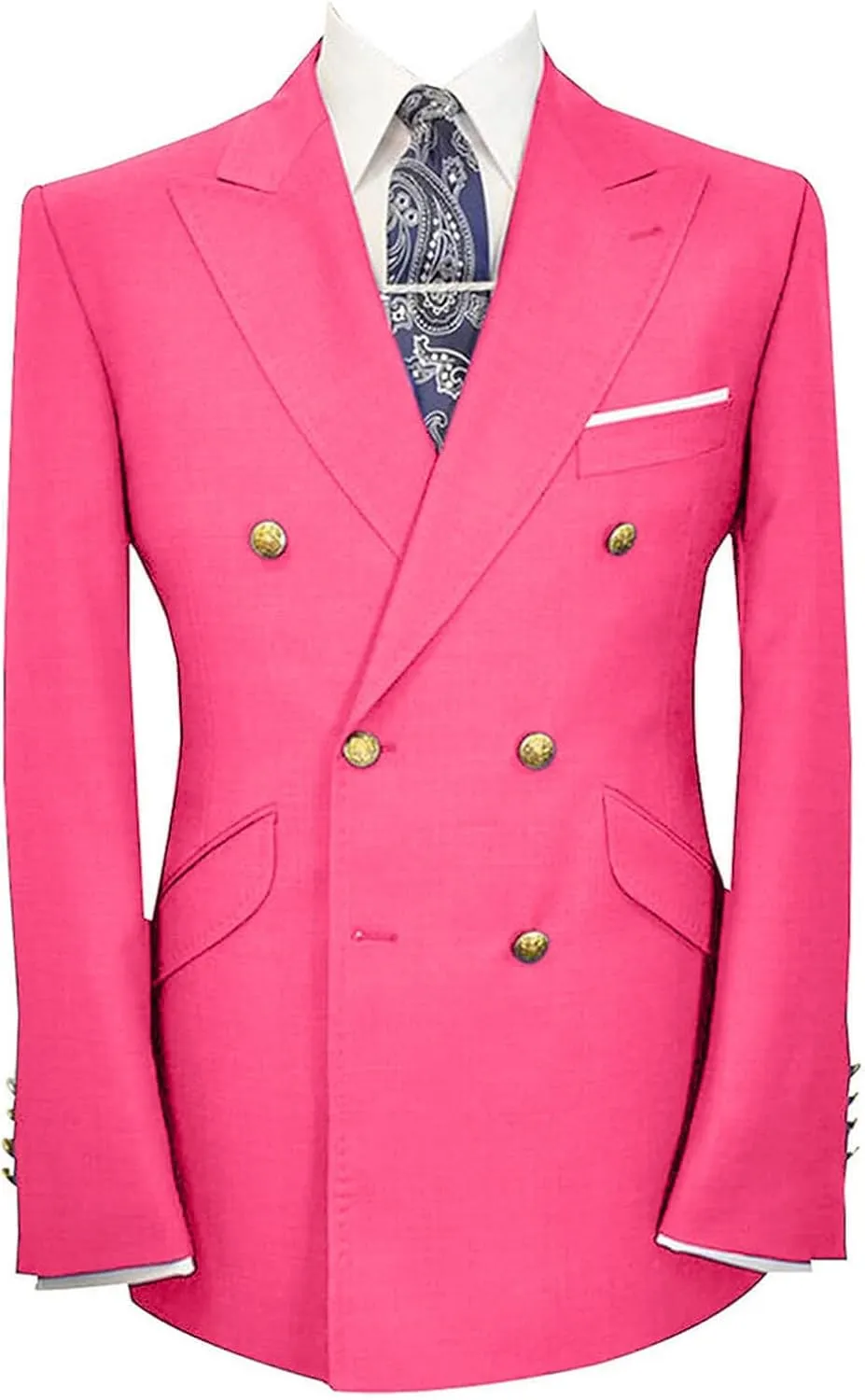 Wemaliyzd Men's Sport Coat Classic Fit Peak Lapel Double Breasted Suit Blazer