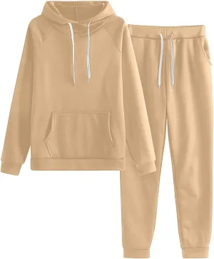 Women 2 Piece Outfits Sweatsuit Long Sleeve Crewneck Drawstring Tracksuit Pullover and Wide Leg Pants