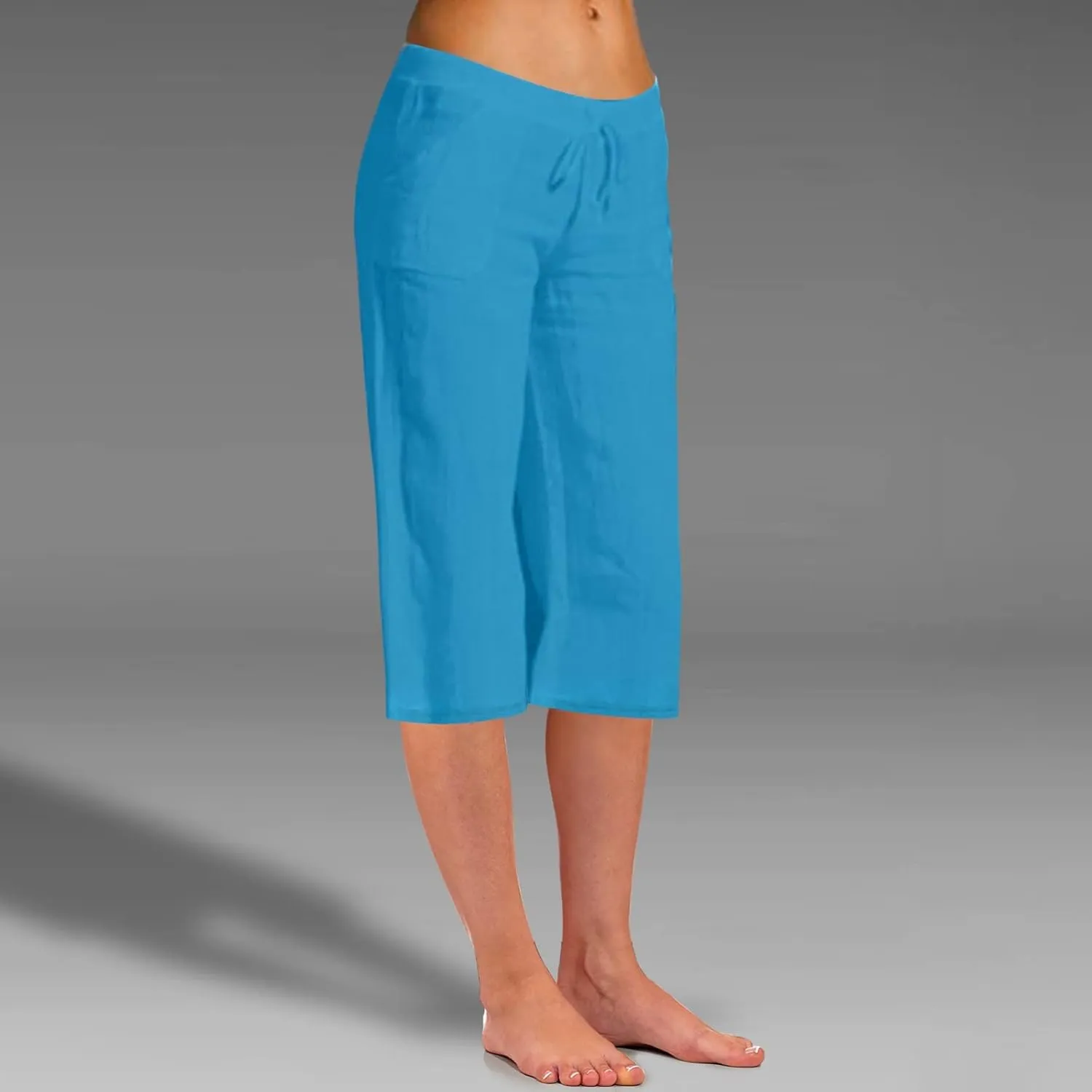 Women Cotton Linen Summer Boho Pants High Waist Ankle Length Plus Size Trouser Travel