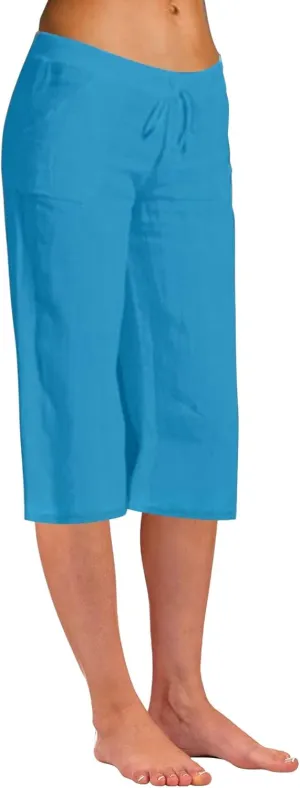 Women Cotton Linen Summer Boho Pants High Waist Ankle Length Plus Size Trouser Travel