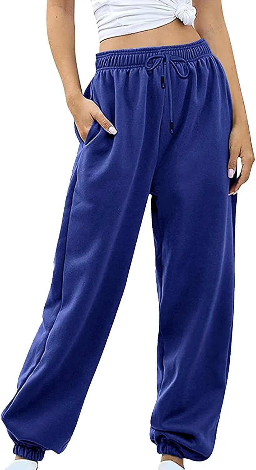 Women Cotton Linen Summer Casual Loose Palazzo Lounge Pants Elastic Waisted Ankle Length Slim Fit Pants Trendy