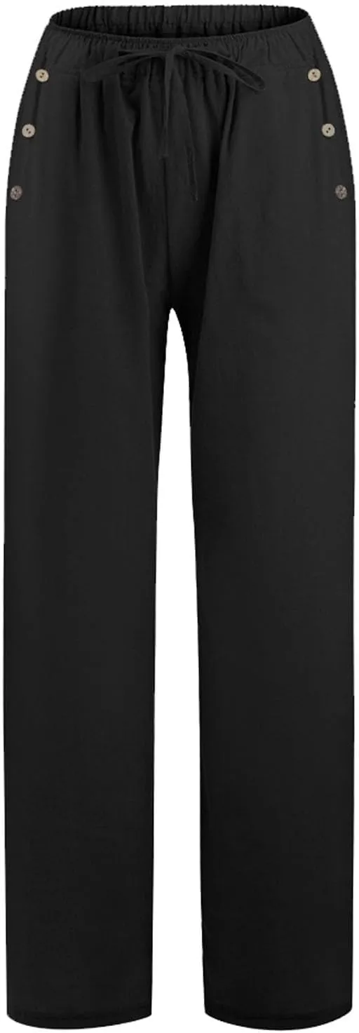 Women Linen Baggy Harem Pants Size Loose Cotton and Linen Casual Pants Summer Boho Wide Leg High Waist Women's