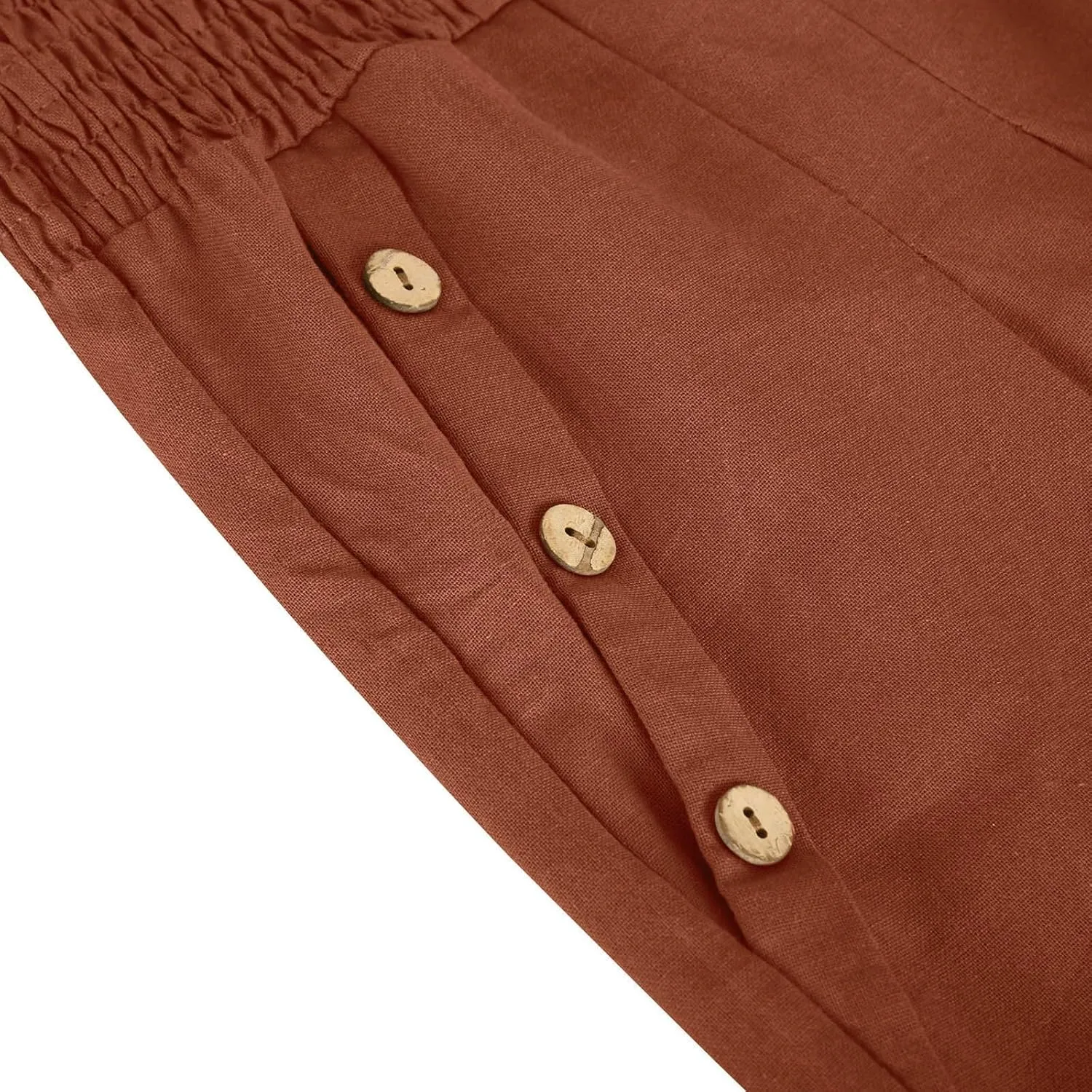 Women Linen Palazzo Pant Summer Boho Pants High Waist Pants Wide Leg Pants Cotton Flowy Trousers with Pocket