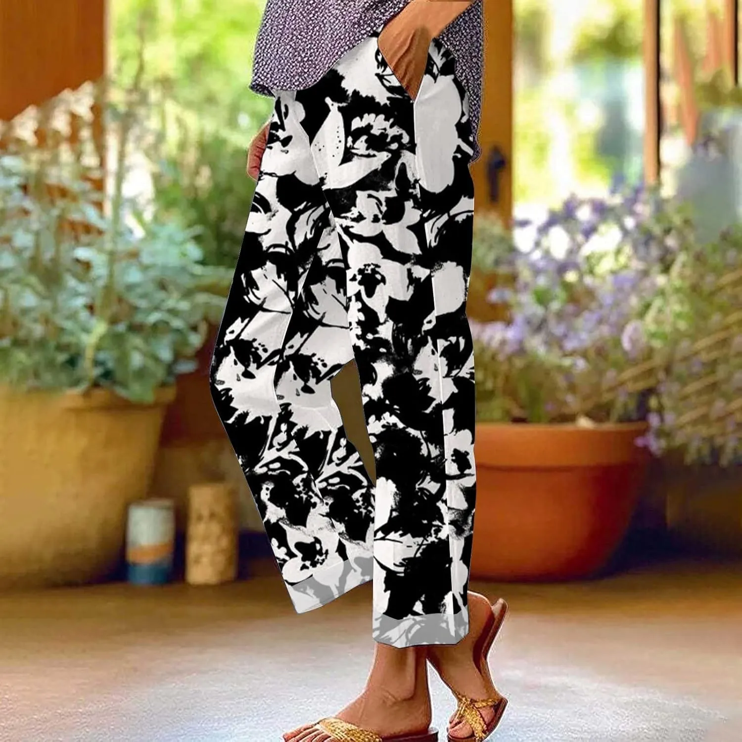 Women Linen Palazzo Pants Casual Drawstring Pants 2025 Beach Travel Vacation Clothes Lightweight Summer Women