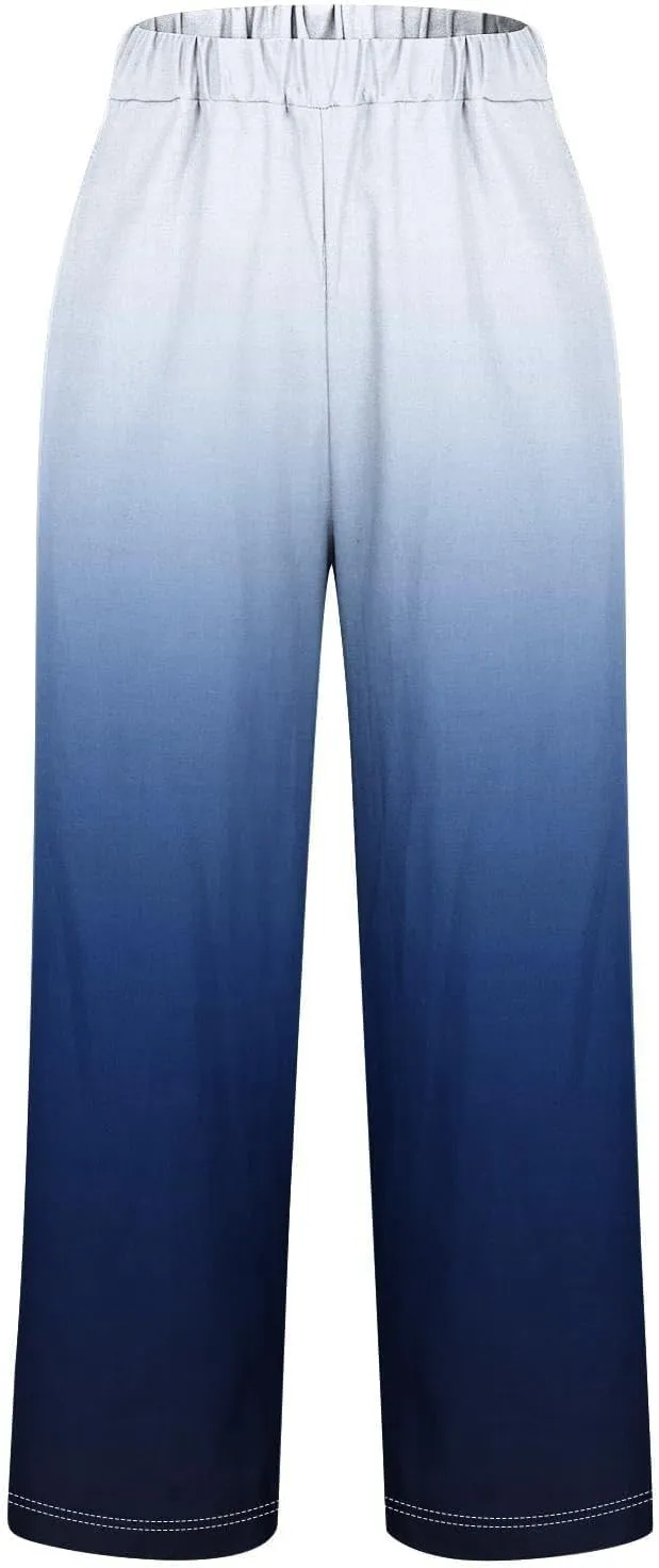 Women Linen Pants Loose Pocket Casual Cotton and Linen Pants Flowy Wide Leg Beach Trousers with Pockets Linen Capris
