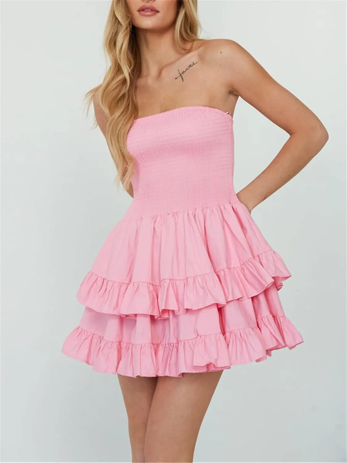 Women Sexy Sleeveless Mini Dress Spaghetti Strap Ruffle Ruched Bodycon Low Cut Lace Short Dress Y2k Party Clubwear