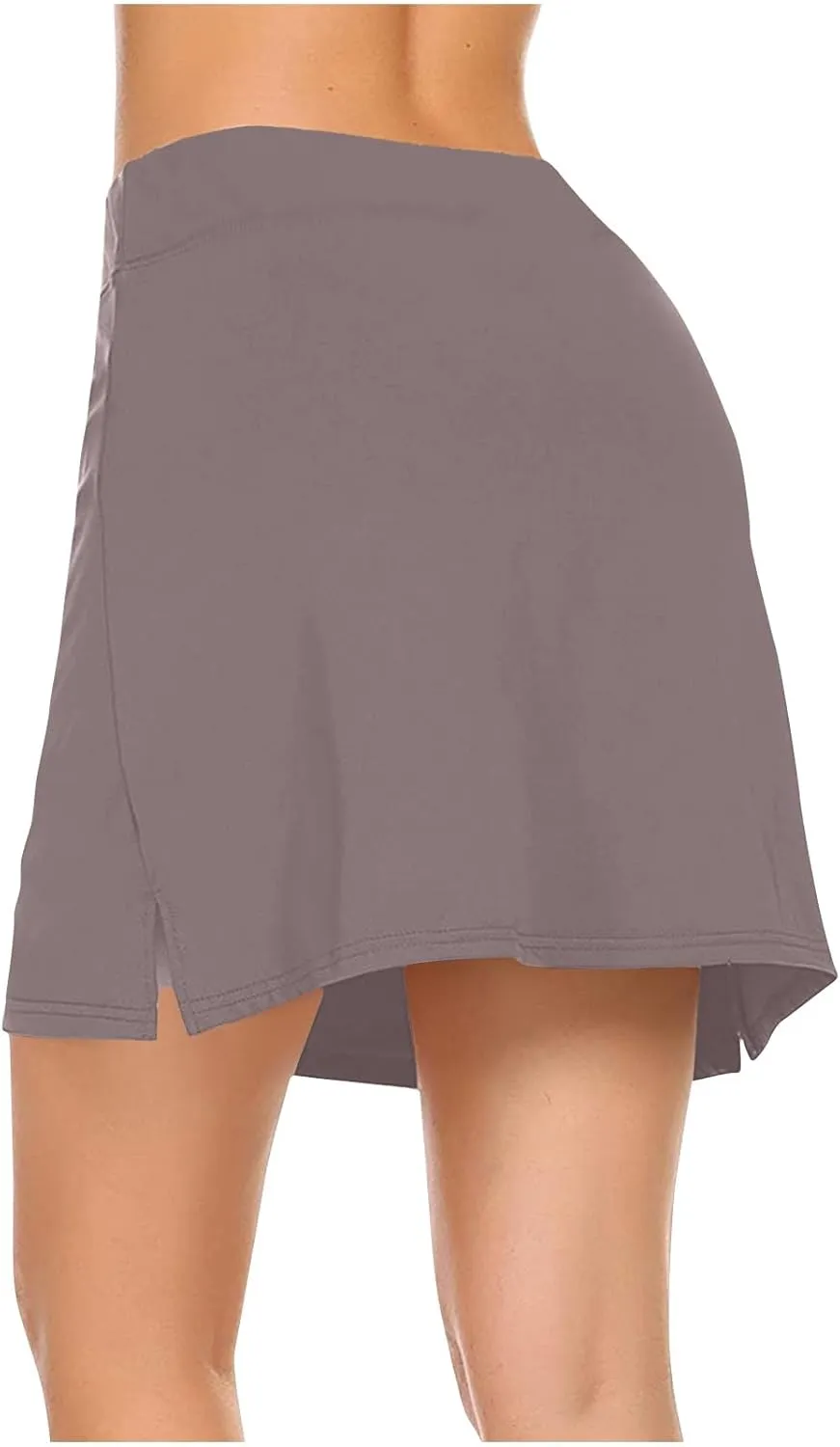 Women Solid Mid Waist Skorts Athletic Tennis Golf Skirt Tummy Control Pants Summer Workout Running Sports Skort