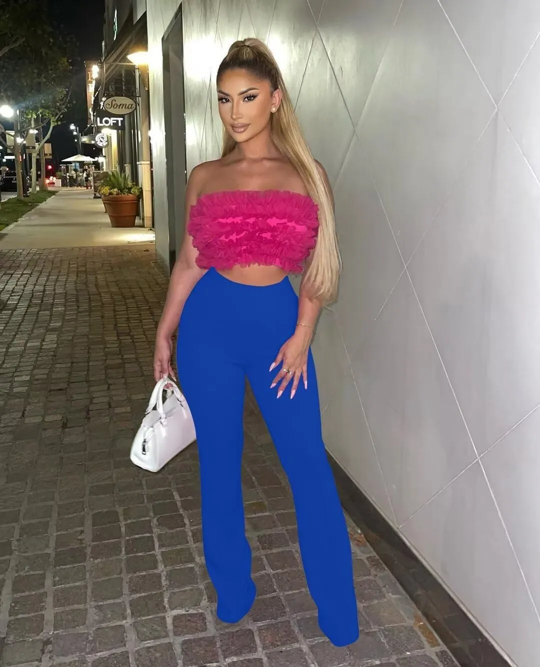 Women Stretchy Straight Leg Dress Pants Comfy Solid Classic High Waisted Wide Leg Long Bootcut Pant Slacks Work Office