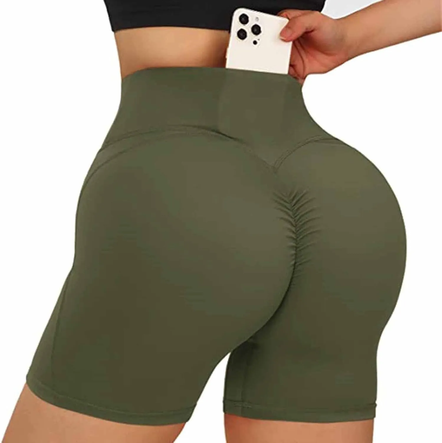 Women Yoga Shorts Cut Out Booty Butt Lifting Scrunch Shorts High Waisted Tight Workout Gym Active Hot Pants SweatShorts