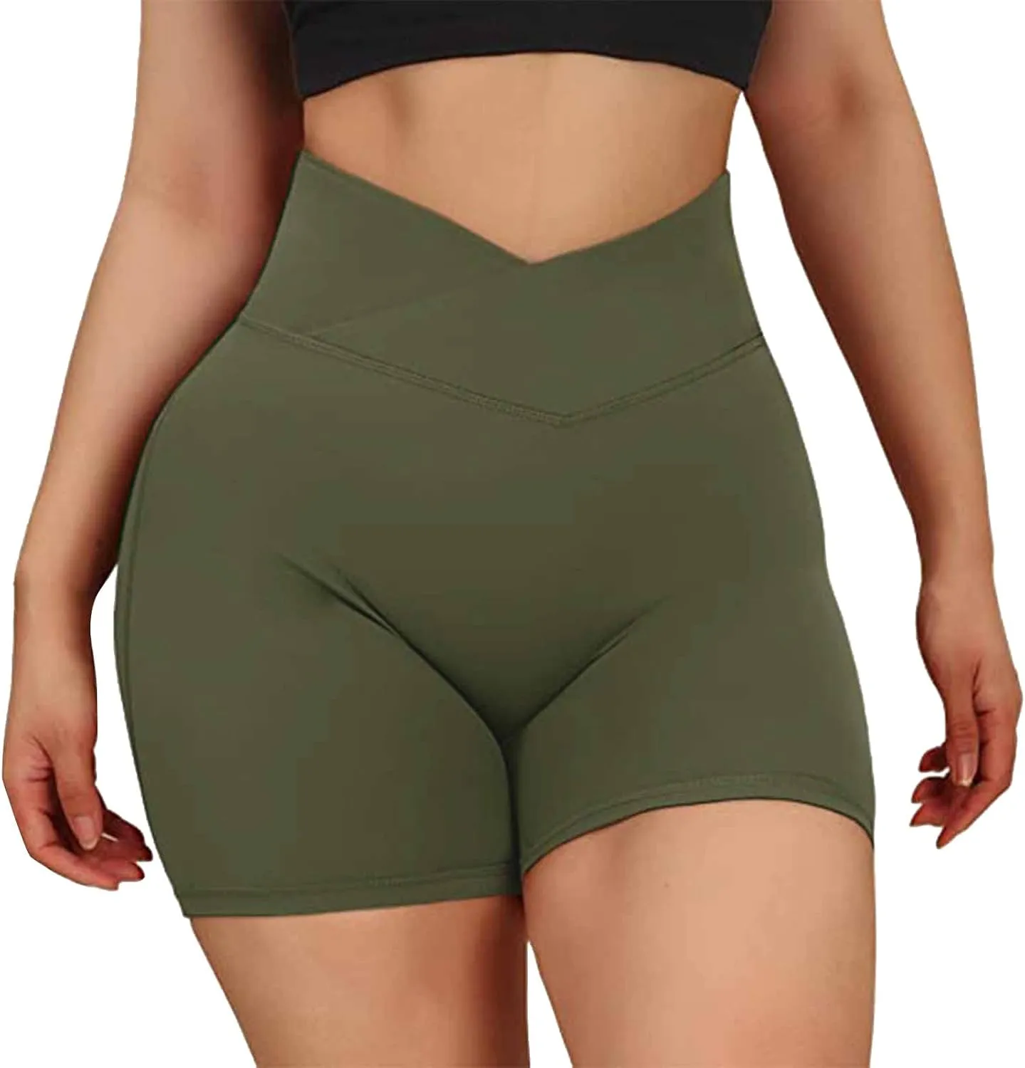Women Yoga Shorts Cut Out Booty Butt Lifting Scrunch Shorts High Waisted Tight Workout Gym Active Hot Pants SweatShorts