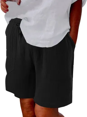 Womens 2024 Casual Shorts Drawstring Comfy Elastic Waist Shorts Quick Dry Athletic Summer Pull On Short Pants with Pockets