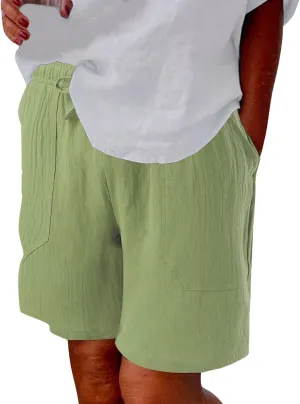 Womens 2024 Casual Shorts Drawstring Comfy Elastic Waist Shorts Quick Dry Athletic Summer Pull On Short Pants with Pockets
